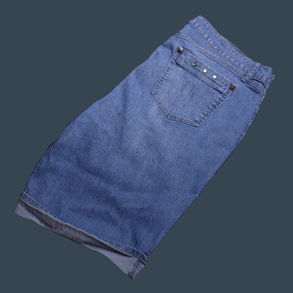 Gitano Denim Womens Jean Shorts Plus Sz 24 Rolled Cuff Studded Pockets Stretch